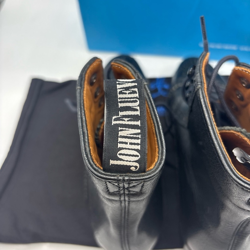 John Fluevog Hartford Flat Brogue Dress Boots, Unisex M4/W6, Black - Picture 5 of 9